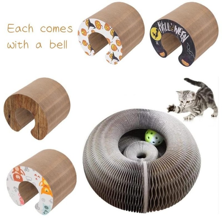 Kreatives, faltbares Katzenkratzbrett, magische Wellpappe, verschleißfest, lindert Langeweile, Haustierprodukte, Katzenspielz