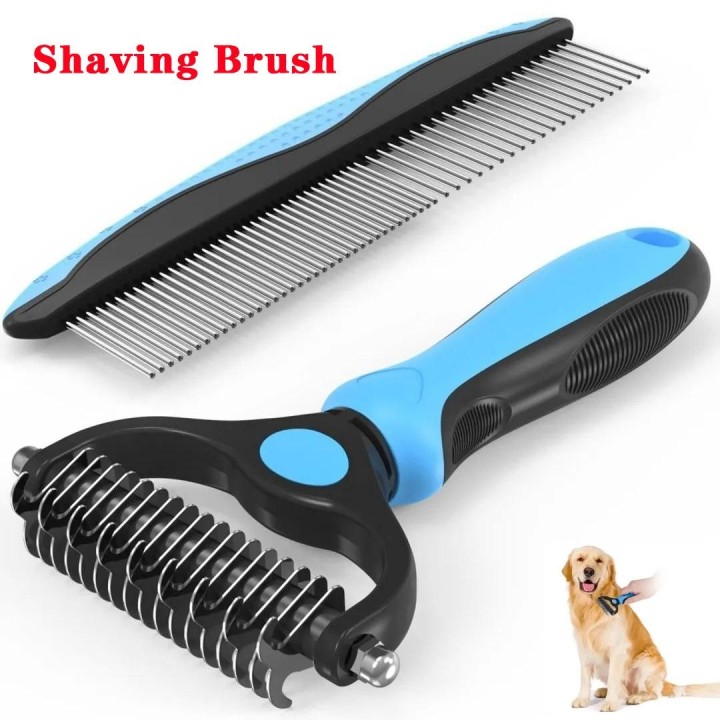 Enthaarungsbürste für Haustiere, doppelseitiger Unterfellkamm für Hunde und Katzen, Enthaarungskamm und Entfilzungswerkzeug,