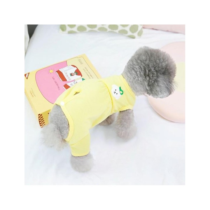 Weicher Hunde-Erholungsanzug, ärmellos, Anti-Leck-elastisch, für Welpen und Katzen, OP-Pflegekleidung für Hündinnen XL gelb