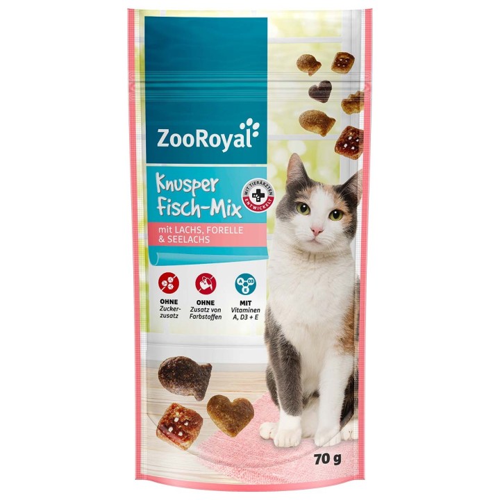 ZooRoyal Knusper Fisch-Mix mit Lachs, Forelle & Seelachs 70g