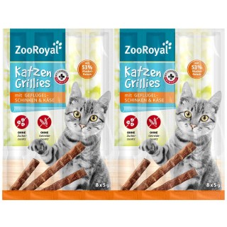 ZooRoyal Katzen-Grillies Geflügelschinken & Käse 8x5 g