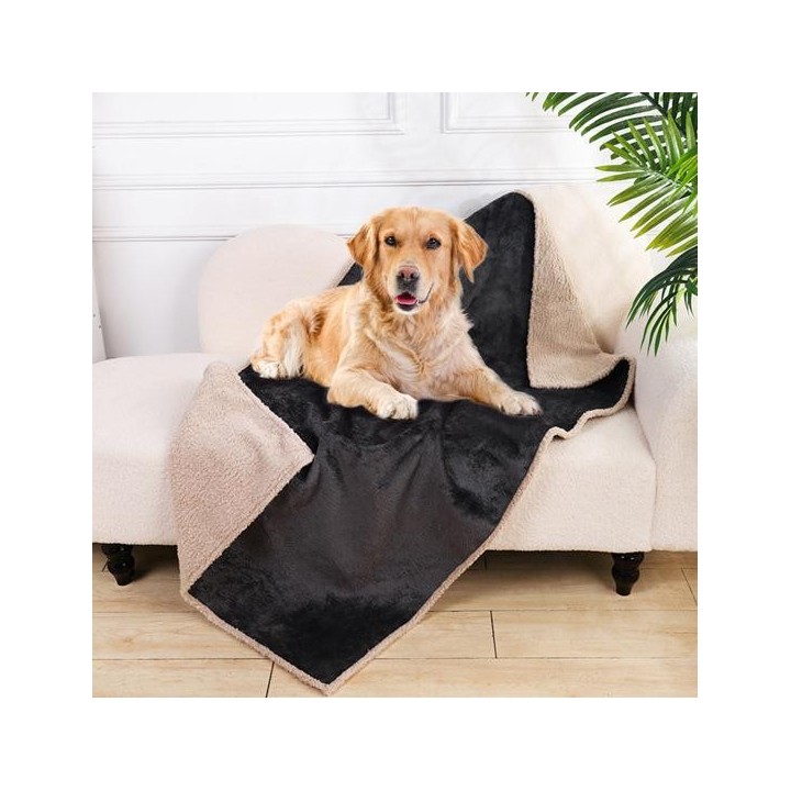 Wasserdichte Haustierdecke, flüssigkeitsabweisende Hundedecke für Sofa, Bett, Couch, wendbarer Sherpa-Fleece-Möbelschutzbezug