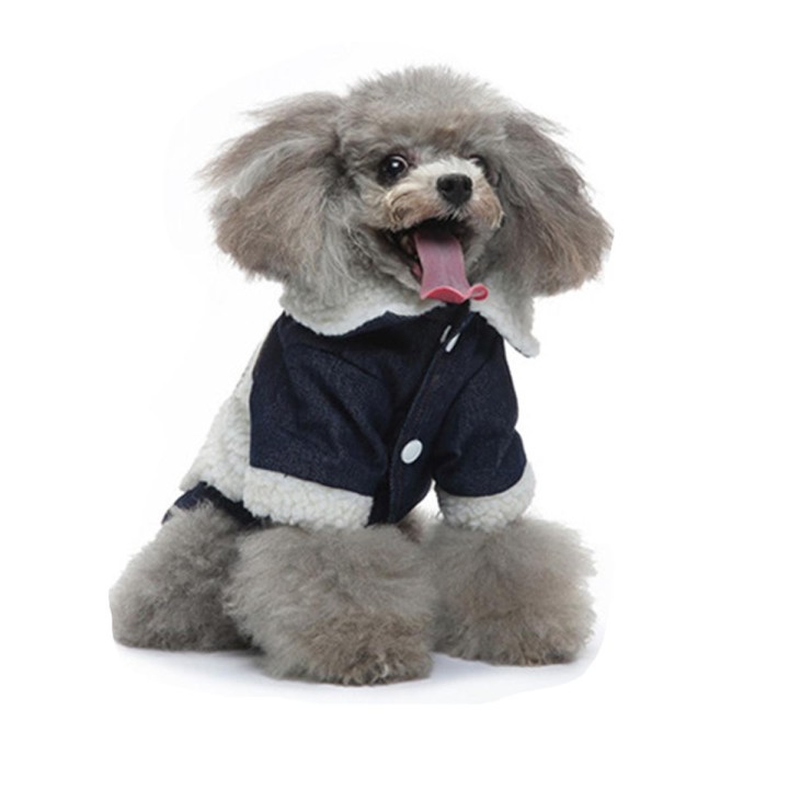 Hundewintermantel winddicht warm Pelzkragen Reißverschluss Riemen All-in-One Haustiermantel S