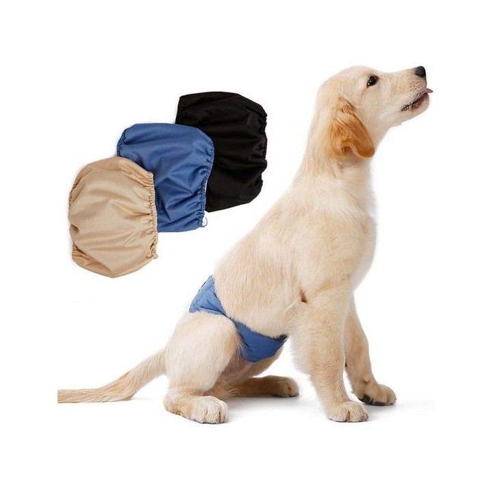 Haustier Windeln Hosen Wasser Absorbieren Anti-belästigung Atmungsaktiv Männlichen Hunde Sanitär Höschen für Vier XS beige