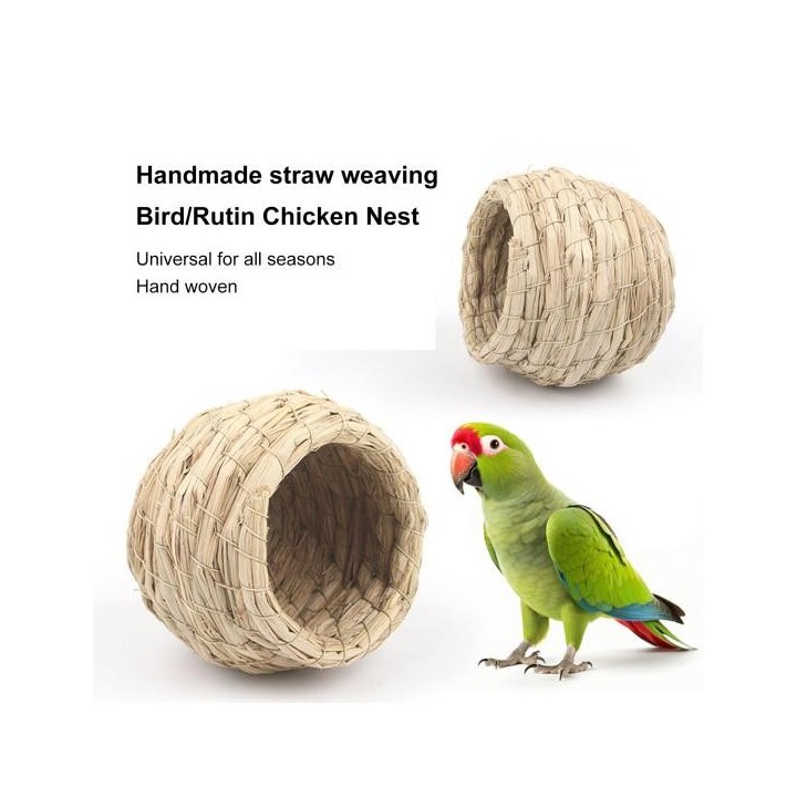 Handgewebtes Taubennest, warmer Unterschlupf, verstärkte Kanten, natürliches, atmungsaktives Vogelhaus, zum Aufhängen für Pap