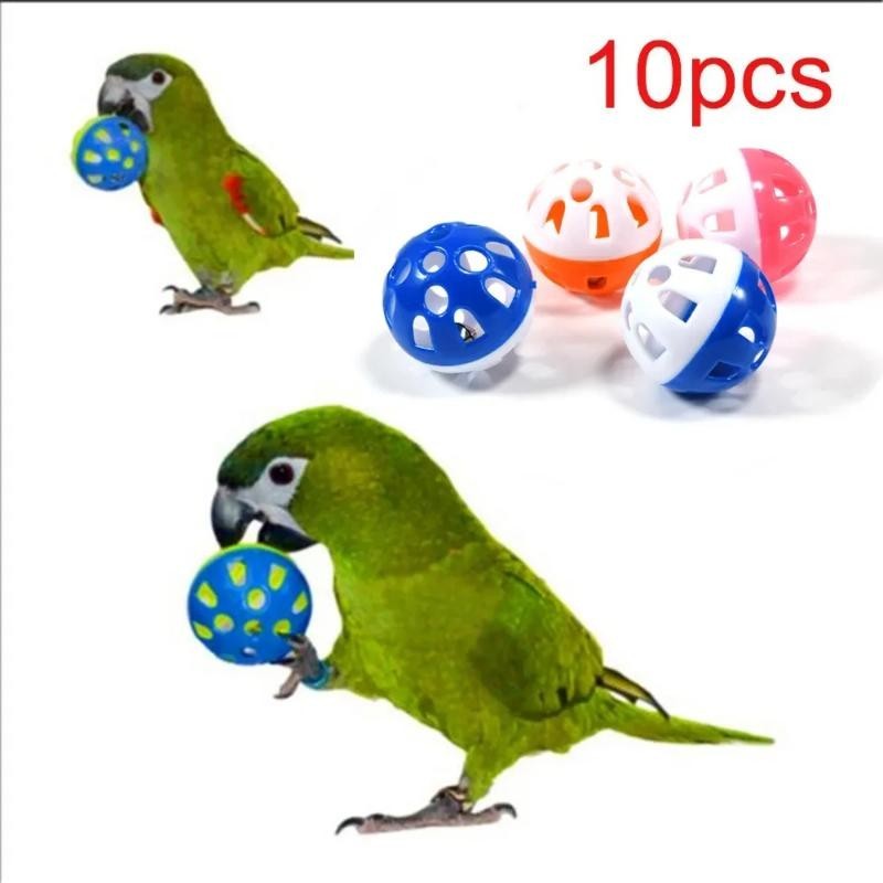 10 stücke Papagei Spielzeug Bunte Hohl Rolling Bell Ball Vogel Spielzeug Sittich Nymphensittich Papagei Kauen Käfig Spaß Spie