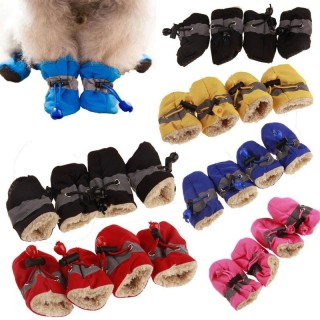 4 Stück Hundeschuhe Outdoor Anti-Rutsch wasserdichte Regenstiefel Winter Welpensocken Wärme weiche atmungsaktive Schuhe Haust