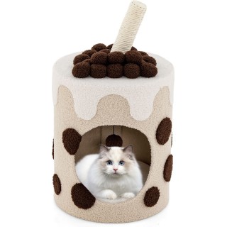 Kratzbaum mit Sisalpfosten und Spielbällen, Niedliche Milchteeform