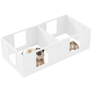 Welpenbox für kleine Hunde, waschbar, einsichtig, 2-Raum-Design, 164 x 80 x 48cm