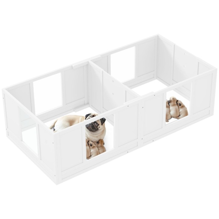 Welpenbox für kleine Hunde, waschbar, einsichtig, 2-Raum-Design, 164 x 80 x 48cm