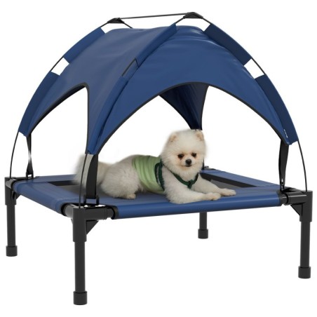 Erhöhtes Hundebett mit Baldachin, Haustierbett, Outdoor Hundeliege mit Dach
