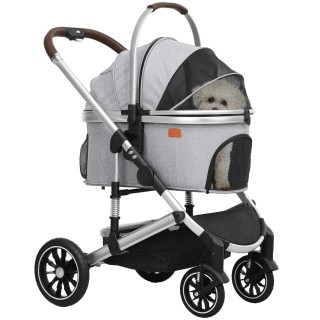 Hundewagen 3 in 1 Hundebuggy klappbar für Hunde &amp, Katzen bis 10 kg Katzenbuggy