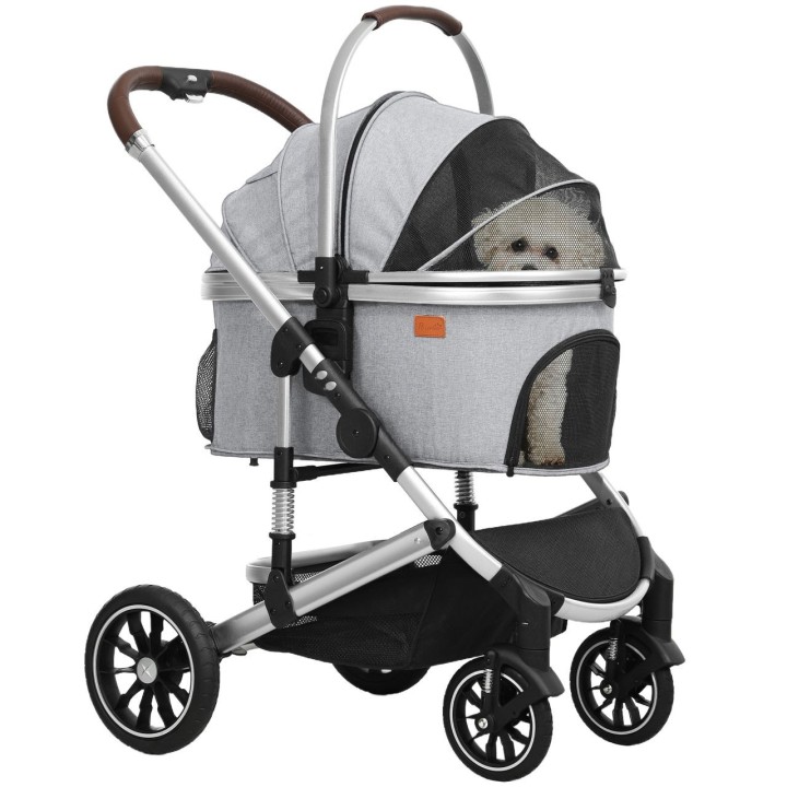 Hundewagen 3 in 1 Hundebuggy klappbar für Hunde &amp, Katzen bis 10 kg Katzenbuggy