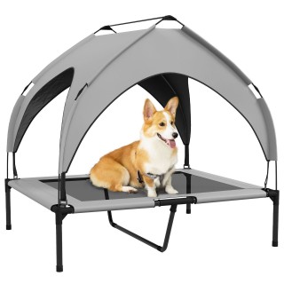 Erhöhtes Hundebett mit Baldachin, Haustierbett, Outdoor Hundeliege mit Dach