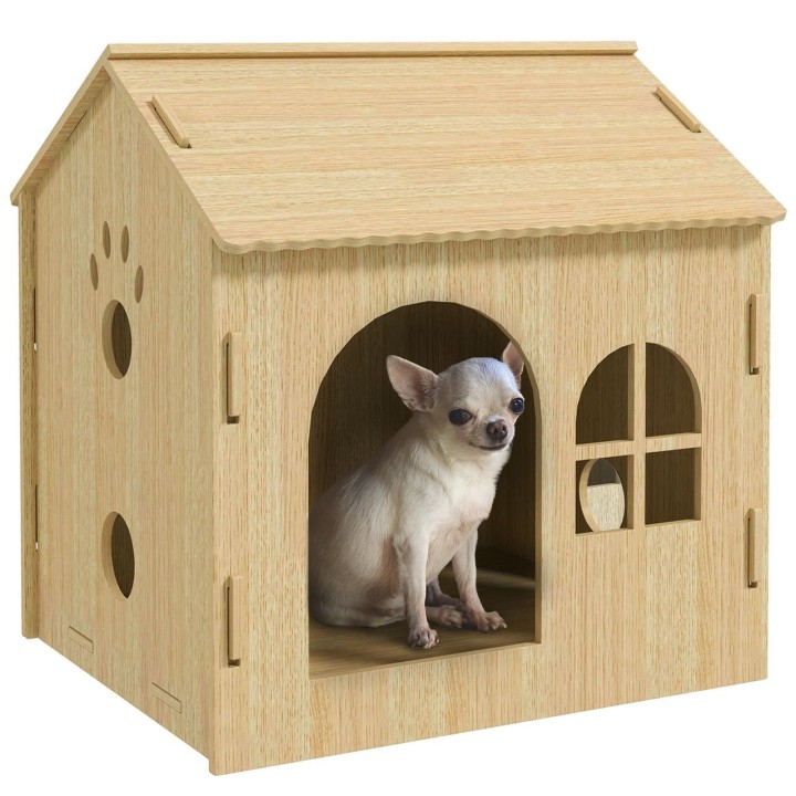 Hundehütte mit Fenster, Katzenhaus mit niedliches Pfoten-Design Indoor