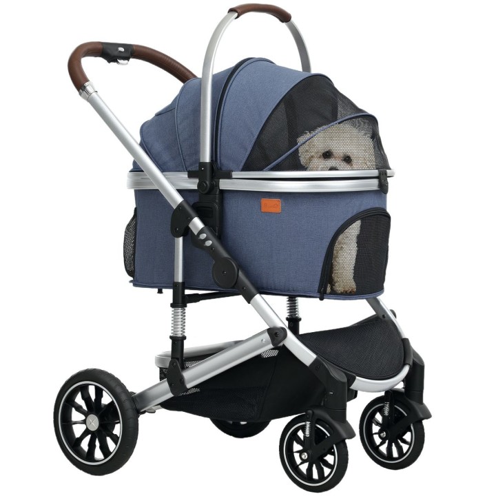 Hundewagen 3 in 1 Hundebuggy klappbar für Hunde &amp, Katzen bis 10 kg Katzenbuggy