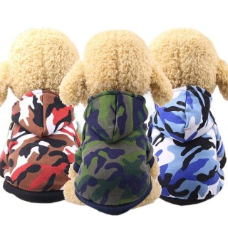 Camouflage Haustier Hund Kapuzenmantel Jacke Winter warme Haustiere Kleidung Sweatshirt Welpen Katze Kleidung Outfit XS rot