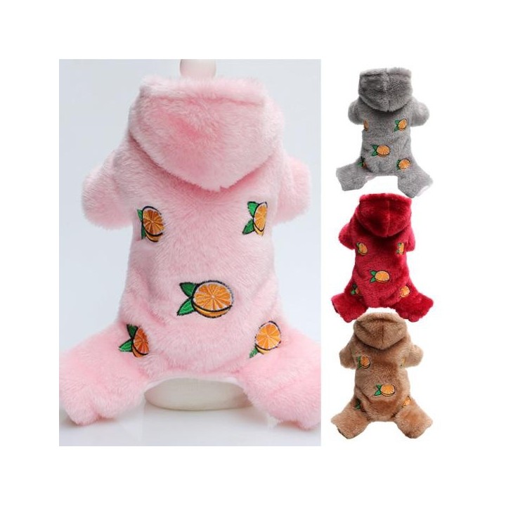 Haustier Kleidung Exquisite Muster Super Weiche Korallen Fleece Winter Haustier Hund Pyjamas Overall Dekor 2XL kaffeebraun