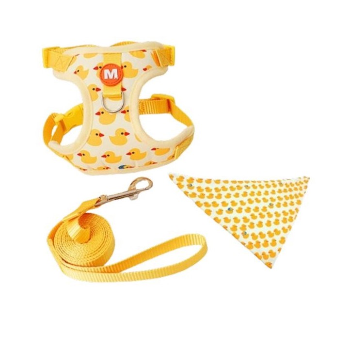 Hundegeschirr Ente Leine Halstuch Brustgurt Set Führleine Gelb Gelb