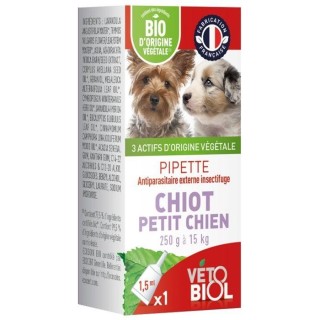 Vétobiol Pipette Chiot Petit Chien 250 g à 15 kg Bio 1 Pipette