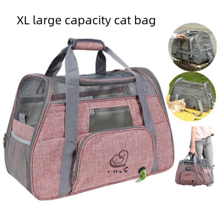 Qisheng LDLC Atmungsaktive, faltbare Schultertasche für Haustiere mit großem Fassungsvermögen QS-005