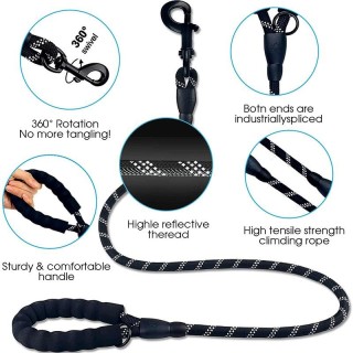 Haustierleine, starke Hundeleine, weicher Griff, starke Leinen, reflektierendes Nylonseil, 360° drehbare Metallschnalle, Haus