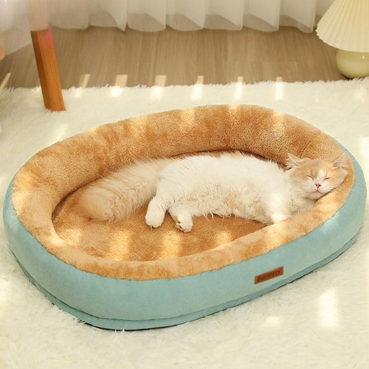 Kimpets Katzenbett, Hundebett, Haustierbett, Zwinger, rutschfest, für den Winter, warm, für kleine Hunde, zum Schlafen, entfe