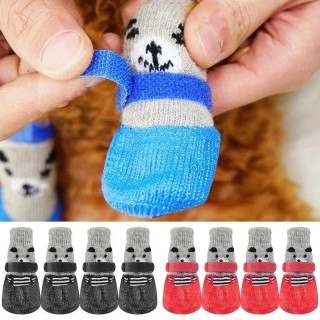 Hundesocken, warme Stricksocken für Katzen und Hunde, wasserdichte Katzenschuhe, kratzfeste Fußabdeckungen, verbrühungshemmen