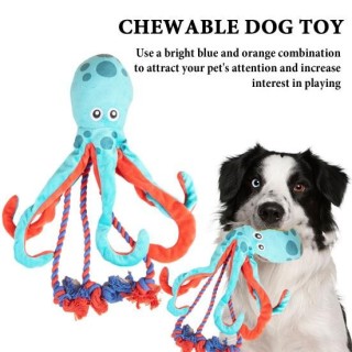 Hundespielzeug in Plüschform mit Oktopus, robustes Kauspielzeug für Hunde für aggressive Kauer, Oktopus-Tauziehspielzeug aus