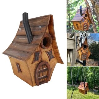 Vogelhaus aus Holz für draußen, wunderliches hängendes Kolibri-Haus, Wildvogelnest im Freien für die Terrasse, den Hinterhof,