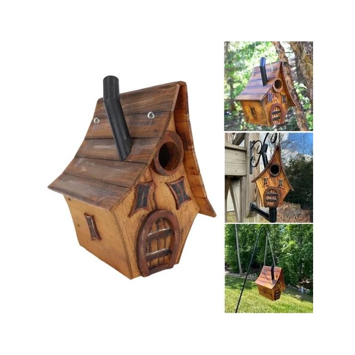 Vogelhaus aus Holz für draußen, wunderliches hängendes Kolibri-Haus, Wildvogelnest im Freien für die Terrasse, den Hinterhof,