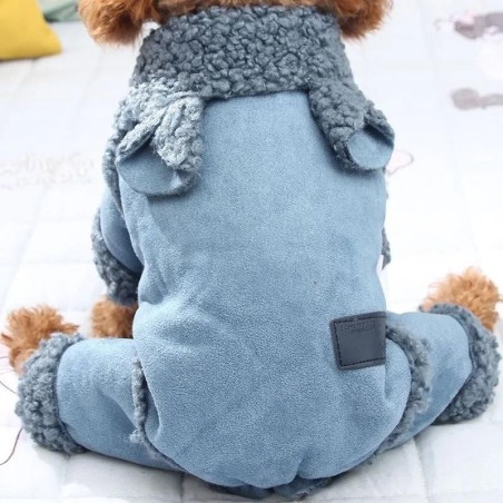 Hund Winter verdickte warme Kleidung Haustier vier Beine Kleidung XL blau