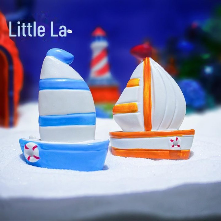 Miniatur-Segelboot-Ornamente zur Aquariumdekoration und als kreatives Geschenk sailing ship blau