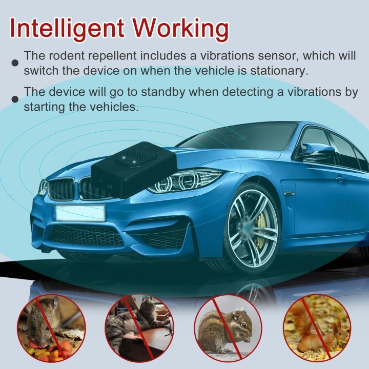 15KHz-36KHz Universal Ultraschall Fahrzeug-montiert Nagetier Ratte Repellent Flash Lampe Fahrzeug-Montiert schwarz