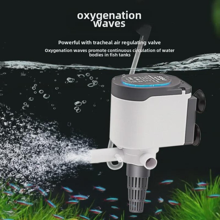 Songbao Leise Tauchpumpe mit blauem Licht: 3-in-1-Aquarienfilter und Sauerstoffgenerator AQ-018 (8W, 600 L/H)