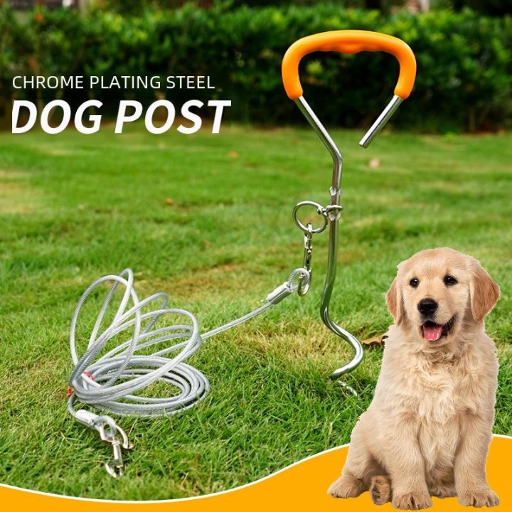 Universal-Erdpfahl und Drahtkette für Hunde im Freien