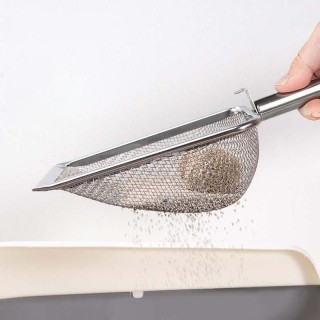 Katzenstreuschaufel aus Edelstahlgewebe, langlebiger Katzenstreureiniger, Eckschaufel, Katzenstreuschaufel, Reinigungswerkzeu