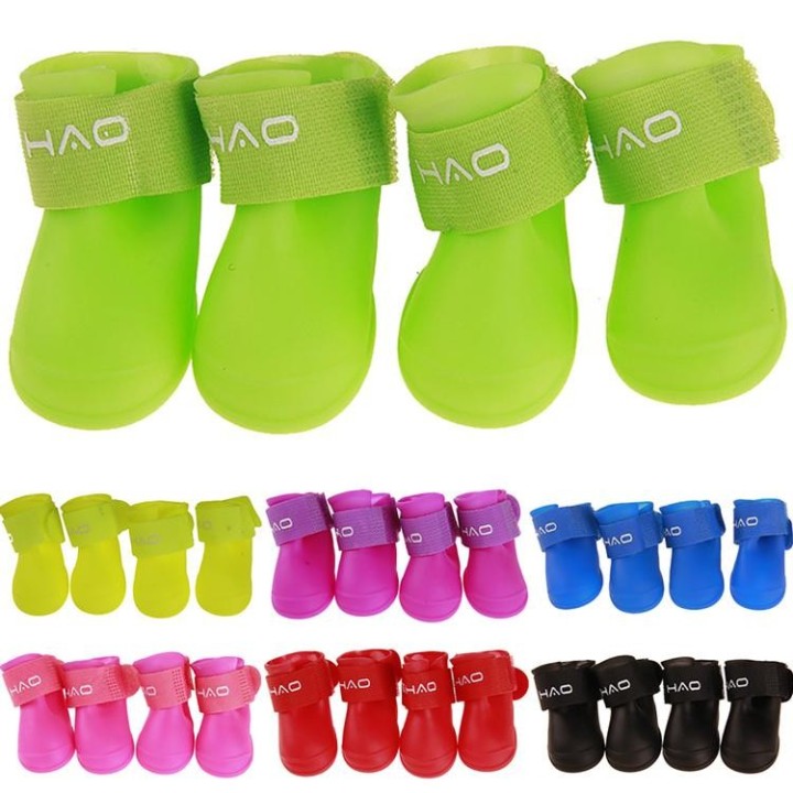 4 Teile/satz Mini Haustier Hunde Schuhe Regen Stiefel Anti Schleudern Wasserdichte Weiche Böden Strumpf Schuhe für Welpen L s