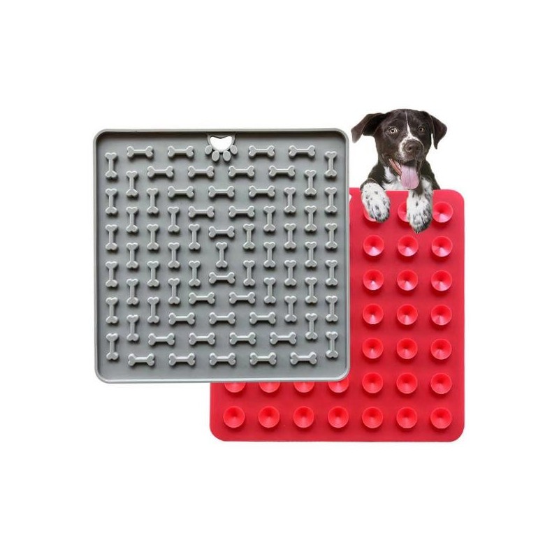Matte mit Saugnäpfen Knochen Muster Silikon Haustier Fütterung Matte Langlebig Slow Feeder Pet blau