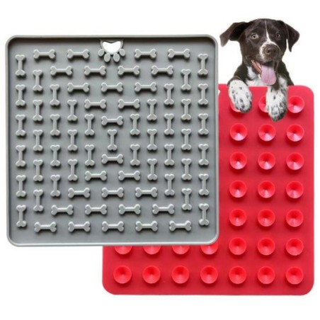 Matte mit Saugnäpfen Knochen Muster Silikon Haustier Fütterung Matte Langlebig Slow Feeder Pet blau