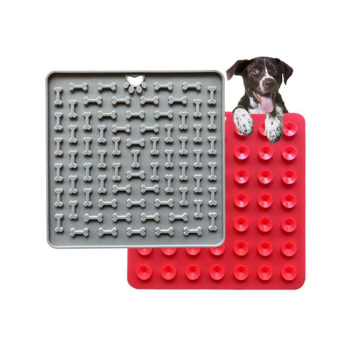 Matte mit Saugnäpfen Knochen Muster Silikon Haustier Fütterung Matte Langlebig Slow Feeder Pet blau