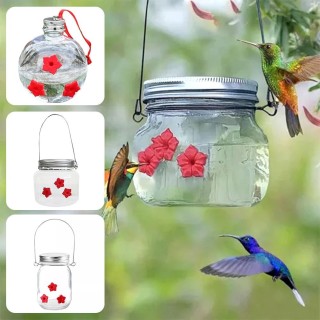 Mason-Jar Kolibri-Futterspender mit drei Anschlüssen, tragbarer hängender Vogelfutterbehälter, Vögel, Haustierzubehör
