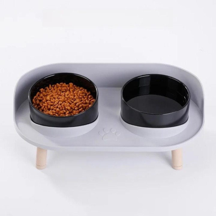 Doppelter Futternapf für Katzen, höhenverstellbar, für Haustiere, Katzen, Trinker, Wassernapf, erhöhte Fütterung, Kätzchenbed
