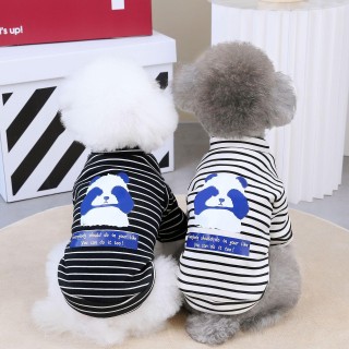 Gestreiftes Panda-Hunde-Sweatshirt für Herbst und Winter – Bichon Teddy Zweibeinige Haustierbekleidung S (recommended weight