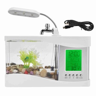 Multifunktionale USB-Aquariumleuchte, kleine Aquariumlampe mit Kalender für das Home Office
