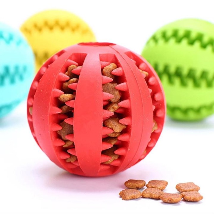 Bissfestes Hundespielzeug: Selbstunterhaltender, Futter versteckender Wassermelonenball für Welpen Small (5cm diameter) cyanb