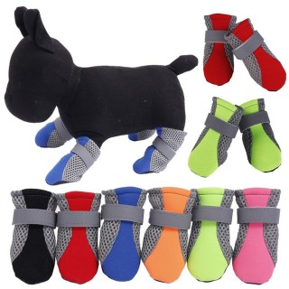 4-teiliges Set Hundeschuhe mit rutschfester, weicher Sohle, atmungsaktivem Mesh und verstellbaren Riemenstiefeln S orange