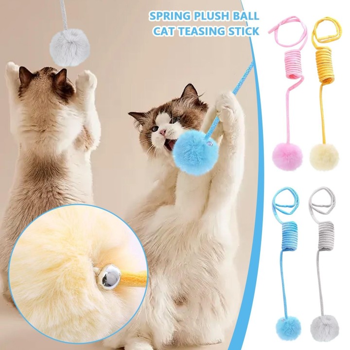 Federplüschball zum Aufhängen an der Tür, Katzenspielzeug, elastisch, bissfest, interaktiv, zum Aufhängen, Katzenspielzeug On