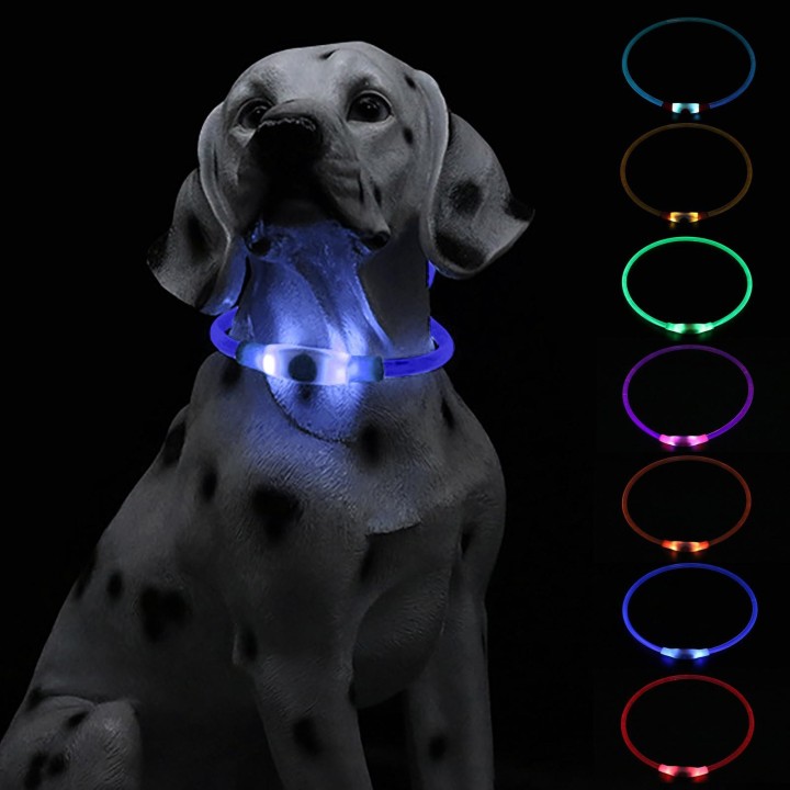 LED Hundehalsband Licht USB wiederaufladbar Glow Haustier Hundehalsband für Nacht Sicherheit One Size weiß
