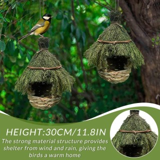 Strohvogel, handgewebte Vogel-Gartendekoration. One Size grün